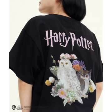 韓國Romantic Crown -  [HP X RMTC] OWL FLOWER T-SHIRTS_BLACK